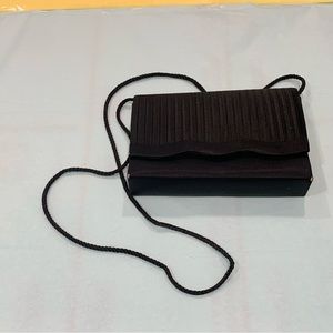 Women’s Bag, “Sasha New York,” Black Satin and Black Rope Crossbody Strap (m)